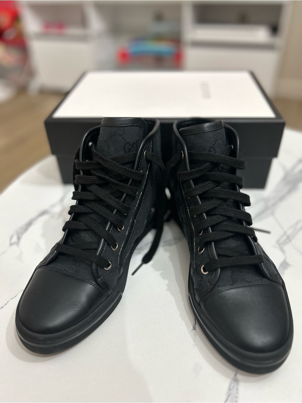 Gucci Black women High-Top Logo Sneakers size 36+ 6.5 - Picture 5 of 9